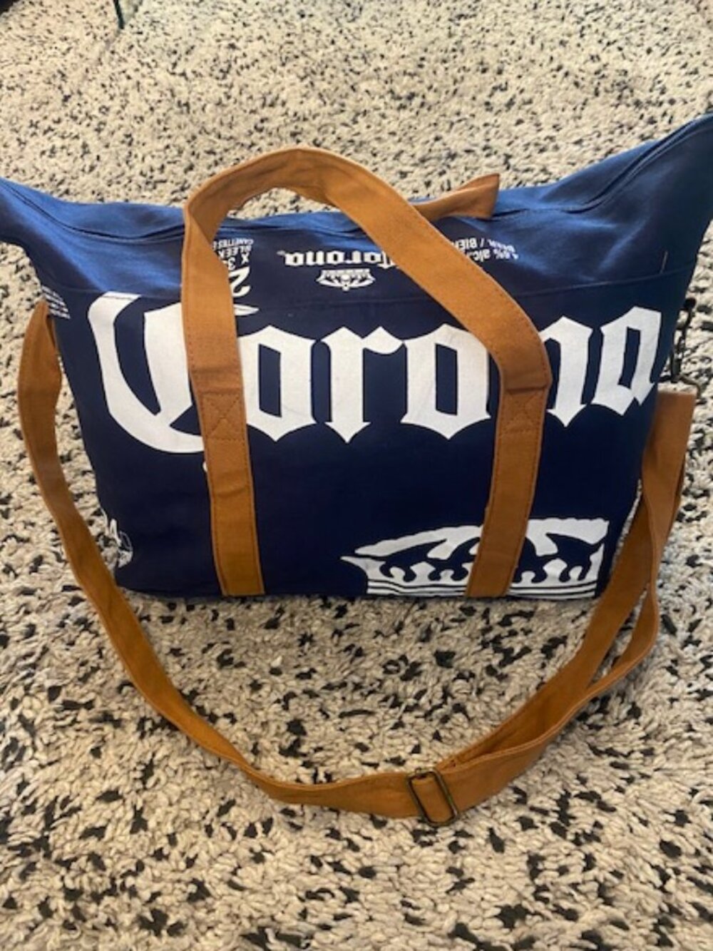 Corona Beer Canvas Shoulder Duffle Travel Cotton Bag Tote - holds 24 cans